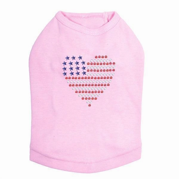 Heart USA Rhinestone Dog Tank