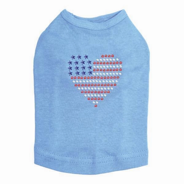 Heart USA Rhinestone Dog Tank