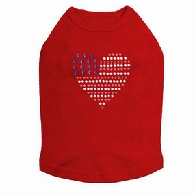Heart USA Rhinestone Dog Tank