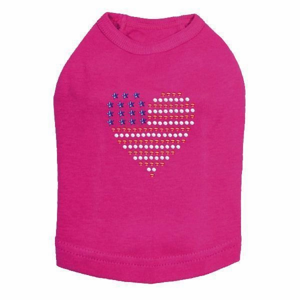 Heart USA Rhinestone Dog Tank