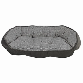 Herringbone Microvelvet Crescent Dog Bed