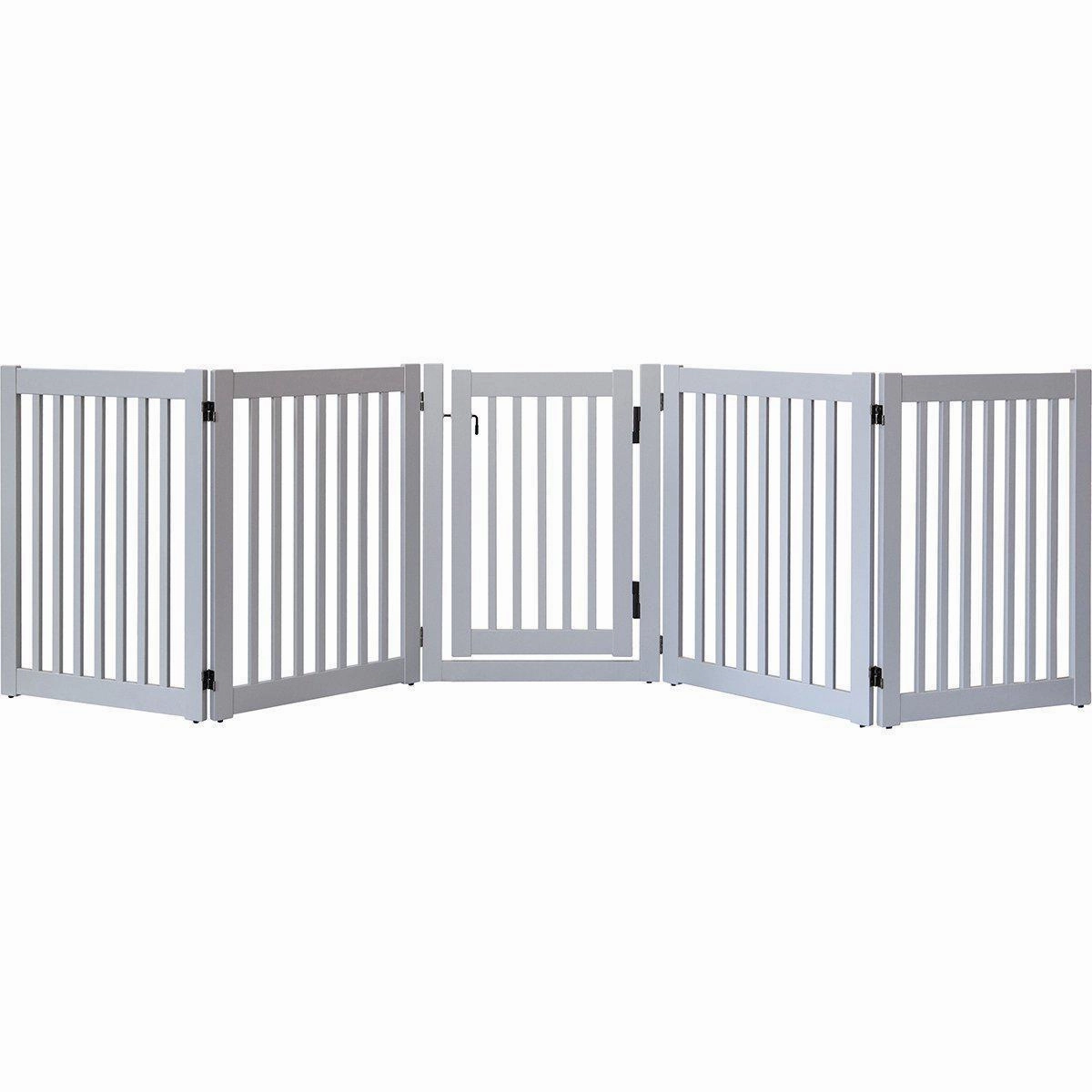 Highlander Series Solid Wood Walk Through Dog Gate Pumice Grey