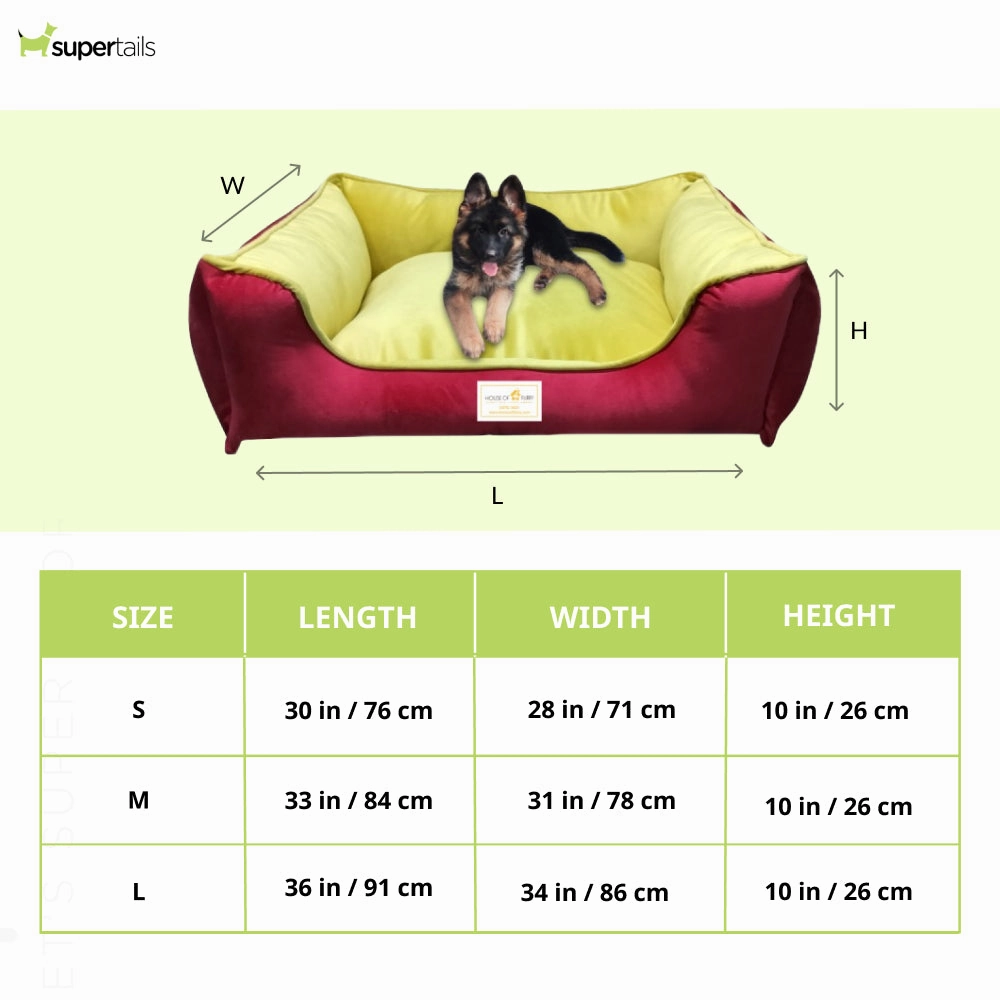 House of Furry Turkish Velvet Bolster Rosa Bed for Dogs and Cats (Multicolor)