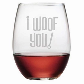 I Woof You Stemless Wine Glasses, Set Of 4