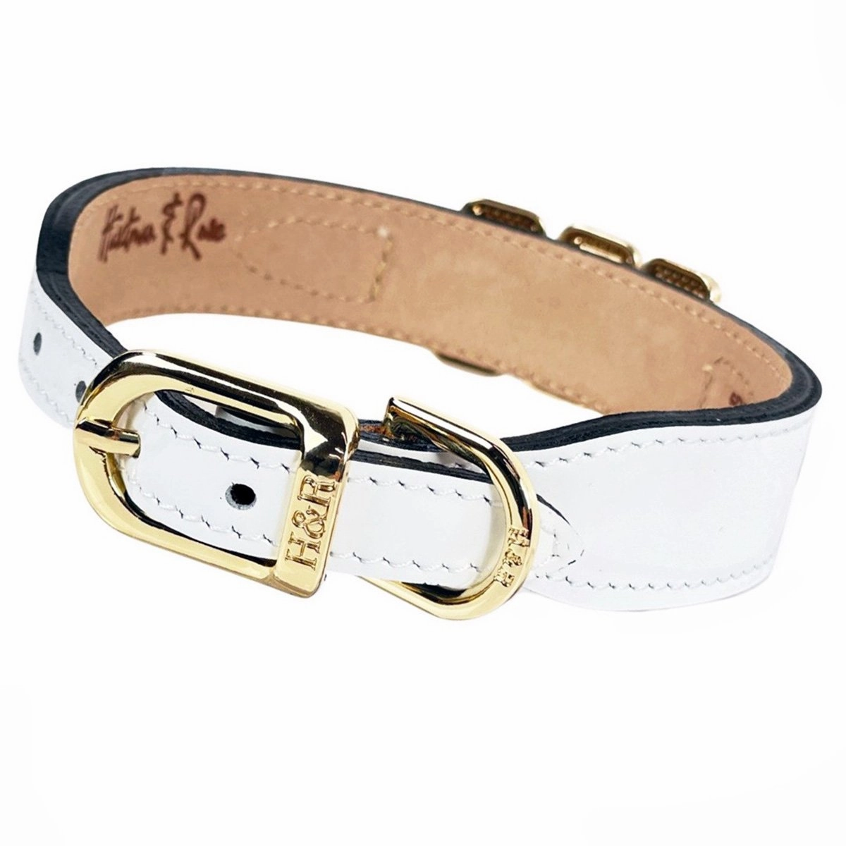 Imperial Collection Dog Collar White Patent/Gold