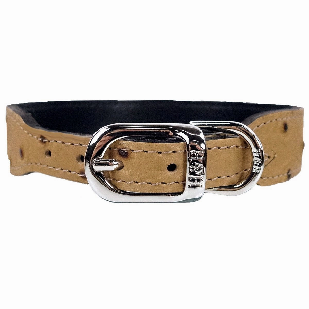 Italian Leather Dog Collar Faux Ostrich/Nickel