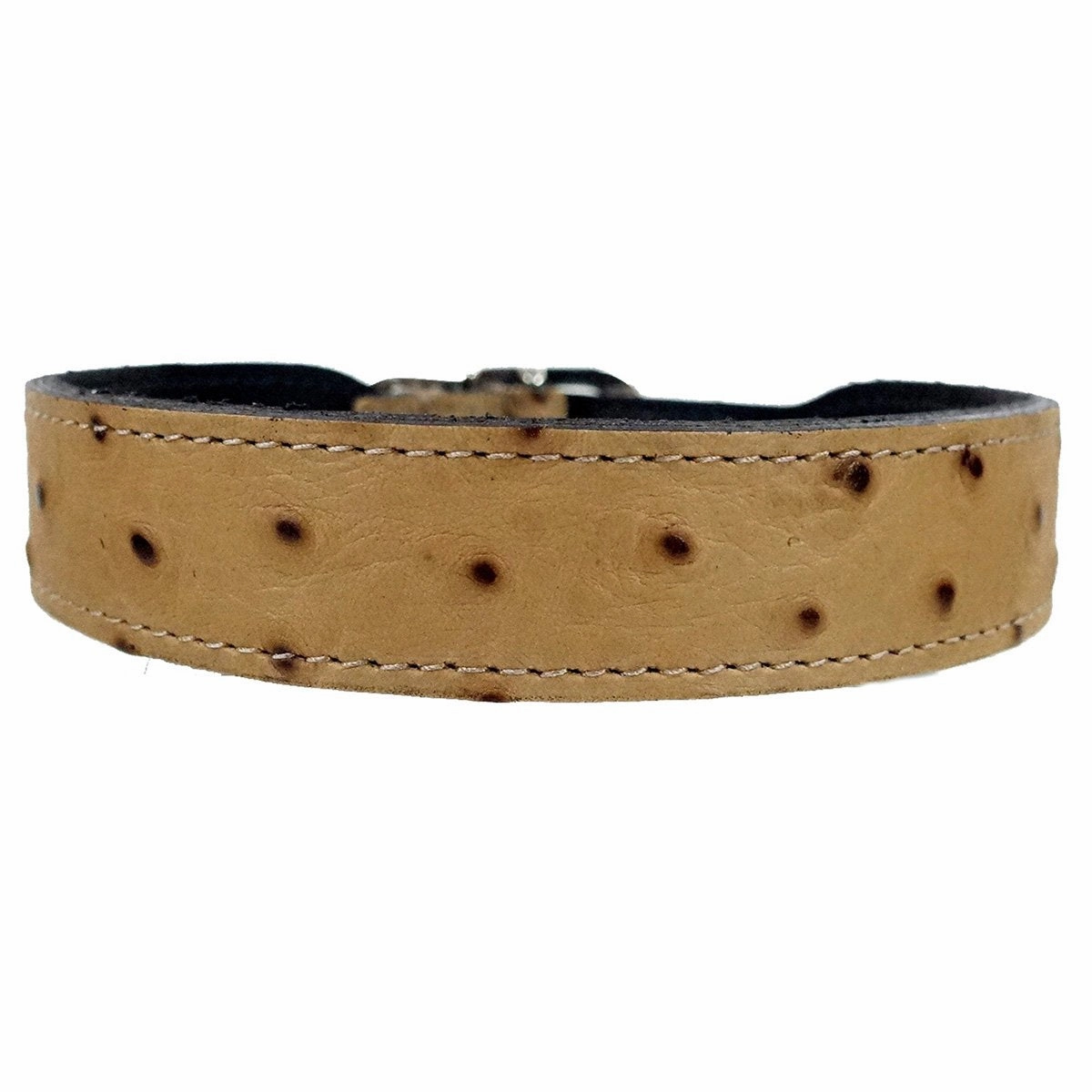 Italian Leather Dog Collar Faux Ostrich/Nickel