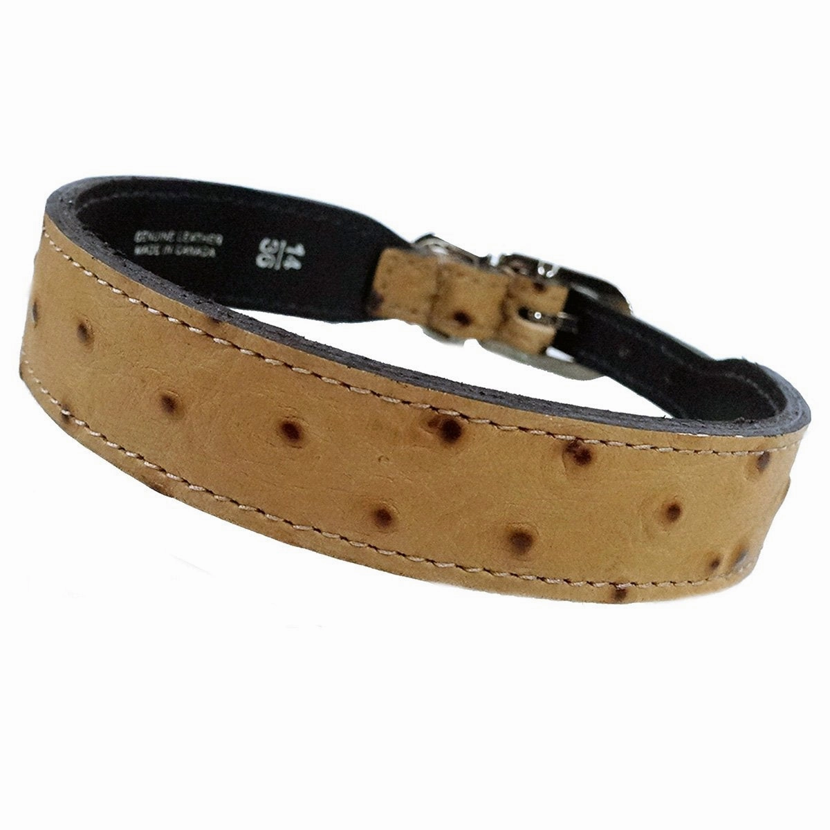 Italian Leather Dog Collar Faux Ostrich/Nickel