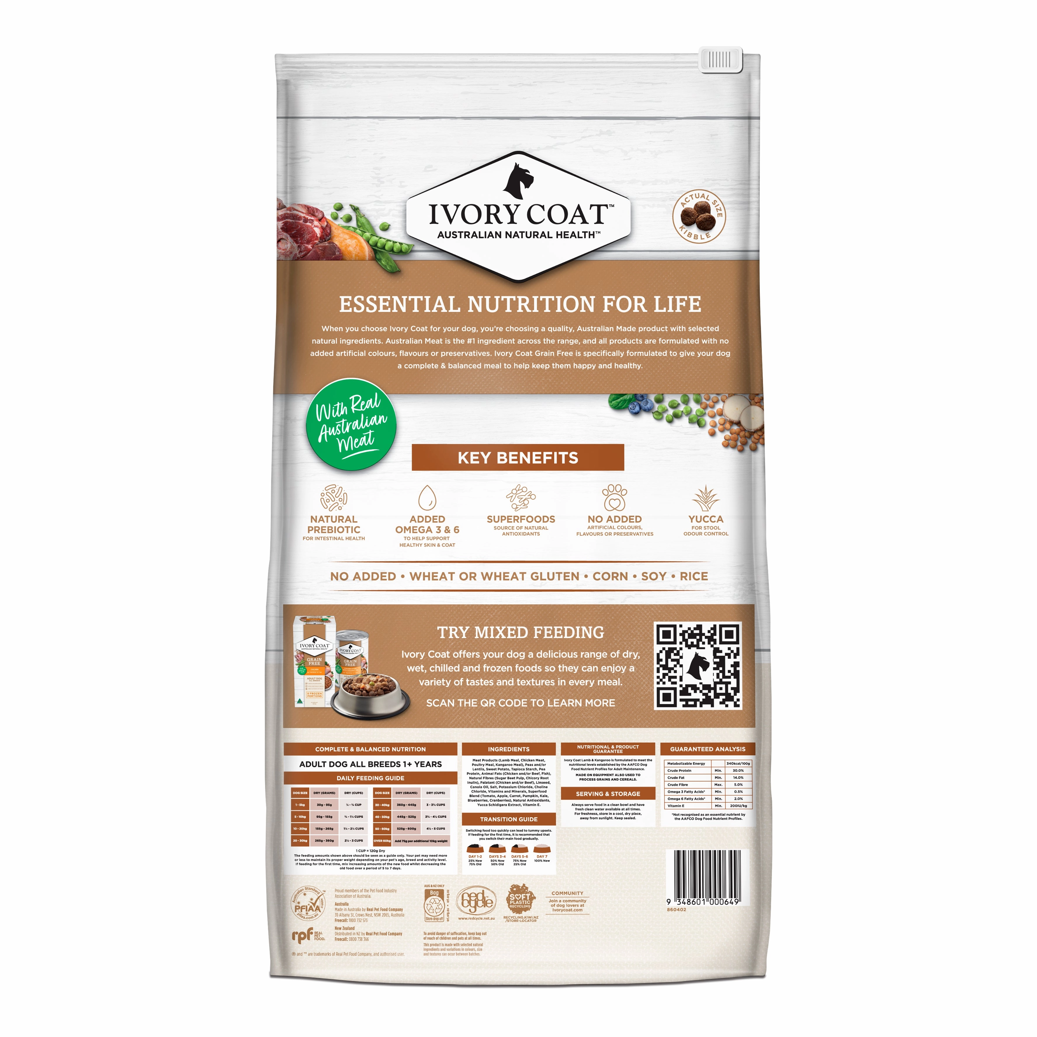 Ivory Coat - Grain Free Adult Dry Dog Food Lamb & Kangaroo (13kg)