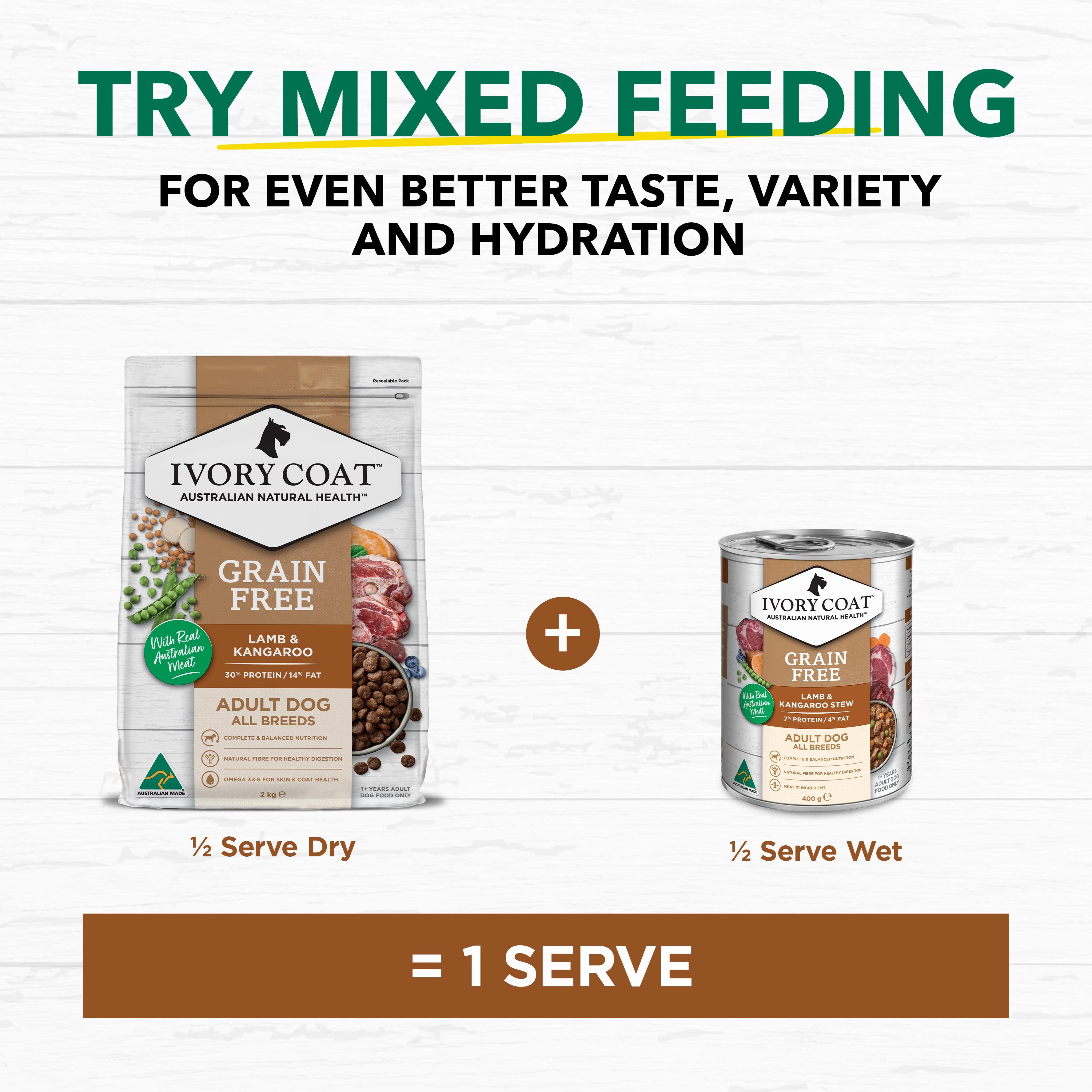 Ivory Coat - Grain Free Adult Dry Dog Food Lamb & Kangaroo (2kg)