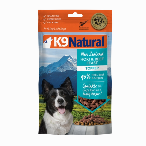 K9 Natural Dog Freeze Dried Topper Hoki & Beef Feast 100g