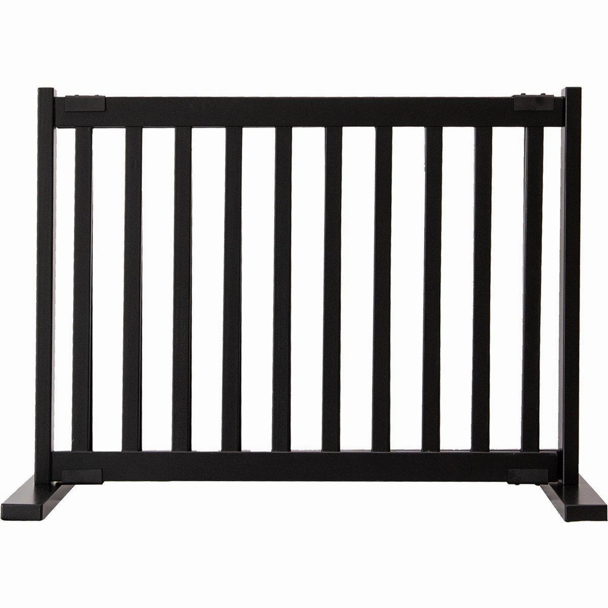 Kensington Series Free Standing Solid Wood Dog Gate Black