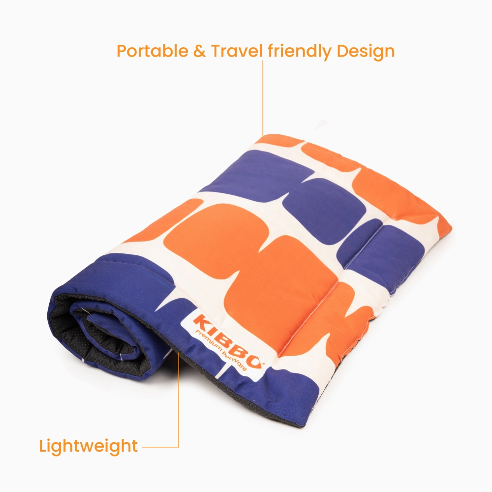 Kibbo Lightweight and Portable Summer Mats for Dogs and Cats (Orange/Blue)