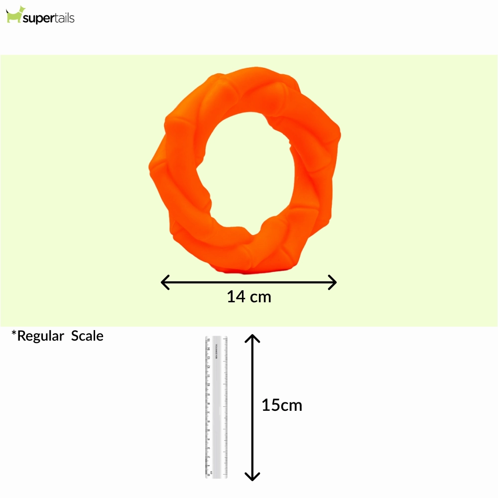 Kibbo Non Toxic Knotted Rubber Ring Chew Toy for Dogs and Cat (Orange)
