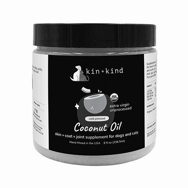 Kin   Kind Dog & Cat Supplement Cold Pressed Coconut Oil 8oz