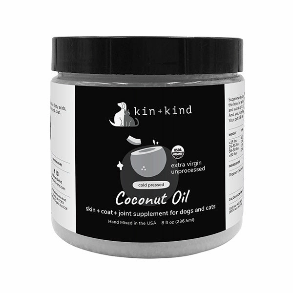 Kin   Kind Dog & Cat Supplement Cold Pressed Coconut Oil 8oz