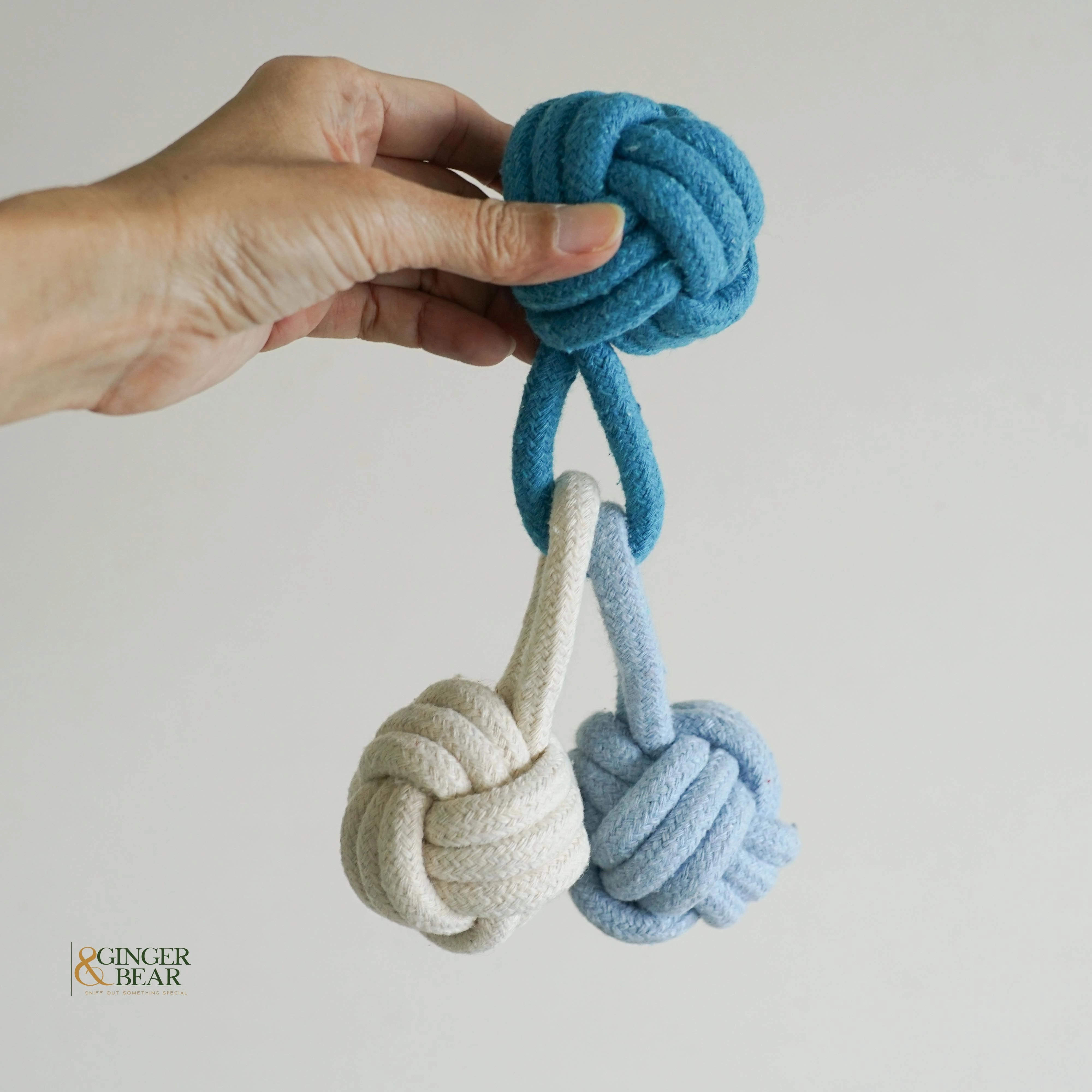 Knotty Interactive Upcycled Cotton Rope Tug Toy Set, Sky and Cloud