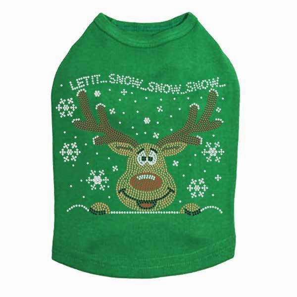 Let It Snow Reindeer Rhinestone Dog Tank