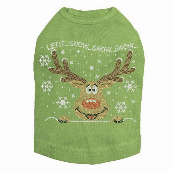 Let It Snow Reindeer Rhinestone Dog Tank