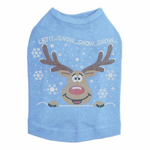 Let It Snow Reindeer Rhinestone Dog Tank