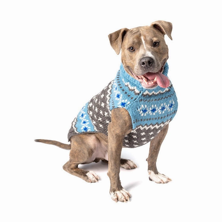 Light Blue Fairisle Wool Dog Sweater