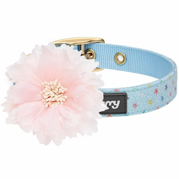 Light Blue Glitter Collar with Flower