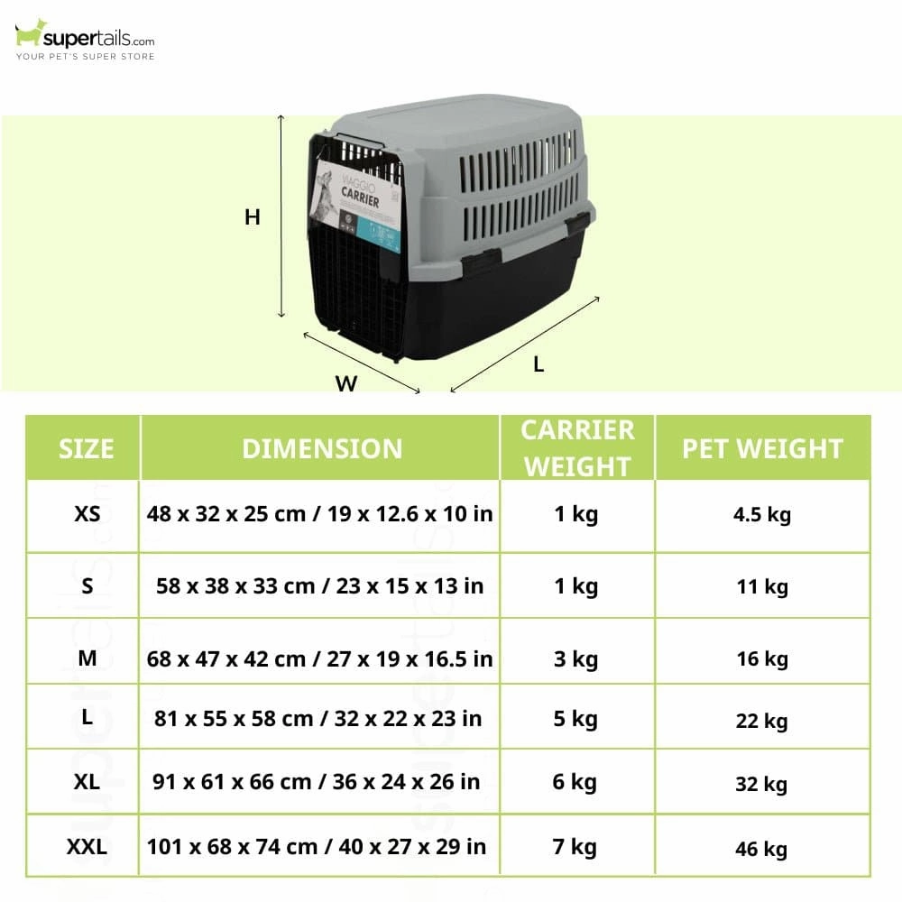 M Pets Viaggio IATA Approved Travel Carrier for Dogs and Cats (Grey & Black)
