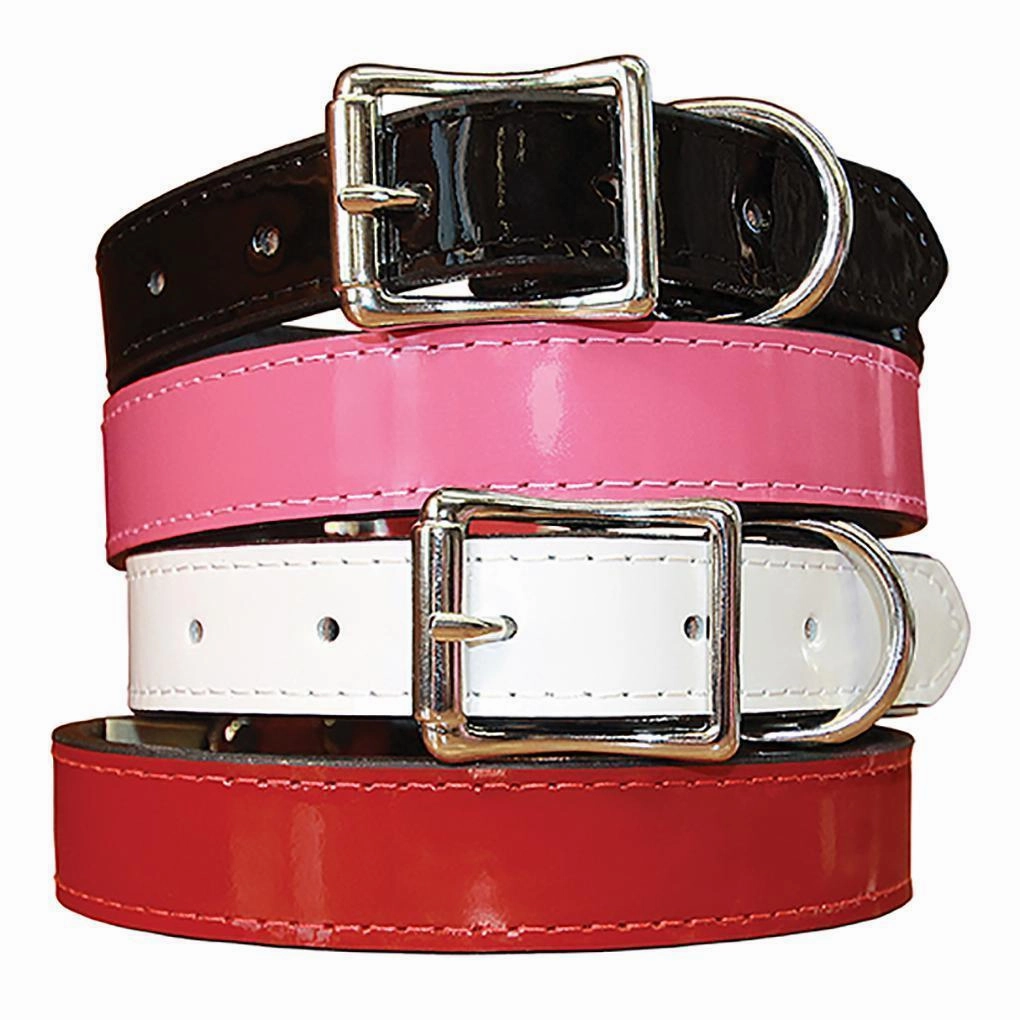 Manhattan Patent Leather Dog Collar Pink Size 14