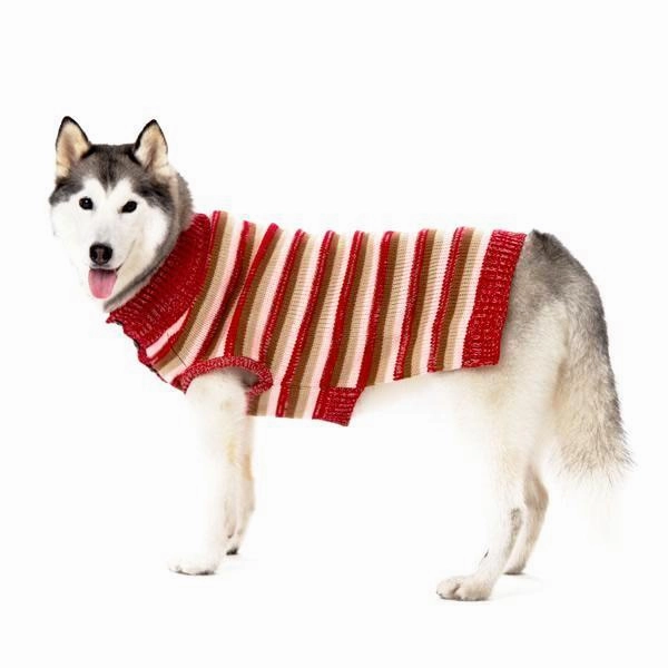 Marl Stripes Dog Sweater Red