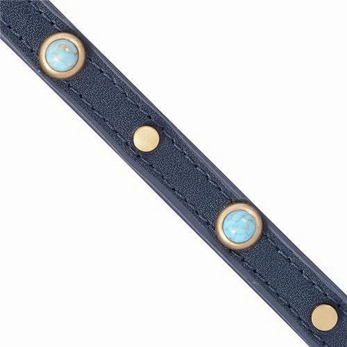 Mini Boho Pearl Blue Leather Dog Collar