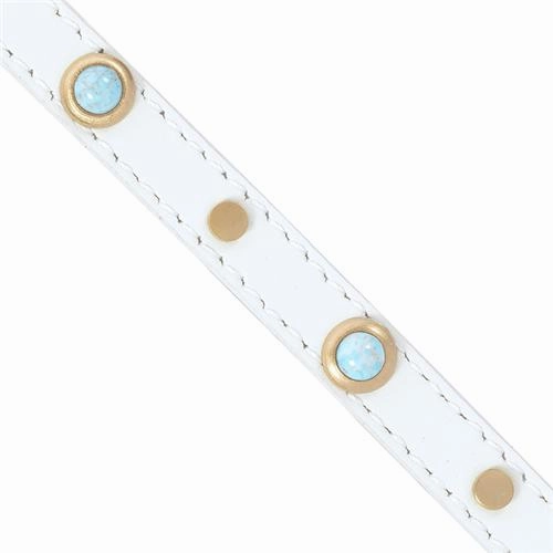 Mini Boho White/Turquoise Leather Dog Collar