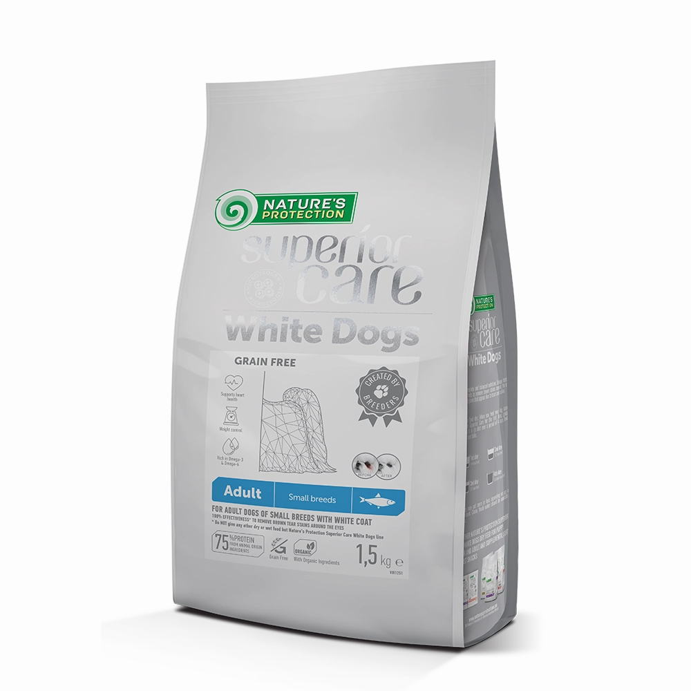 Nature's Protection Dog Superior Care White Dogs Small Breed Grain-Free with Herring 1.5kg (EXPIRY JULY 2025)