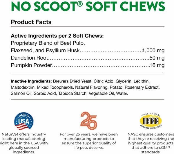 NaturVet No Scoot Plus Pumpkin Soft Chew for Dogs