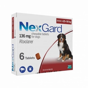 Nexgard Afoxolaner Chewable Tablets for Dogs 25-50kg 6tablets