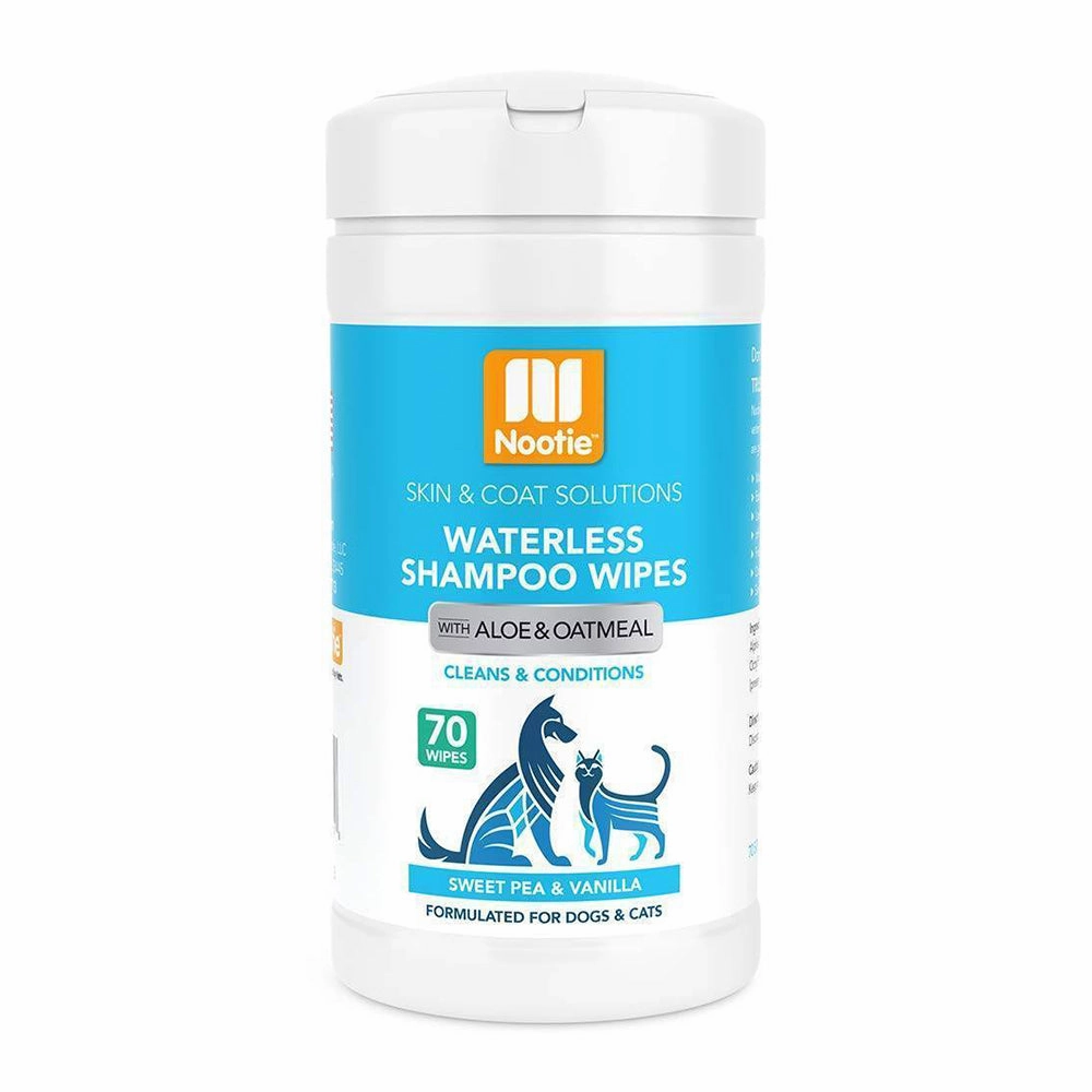 Nootie Waterless Shampoo Wipes - Sweet Pea & Vanilla with Aloe & Oatmeal 70sheets