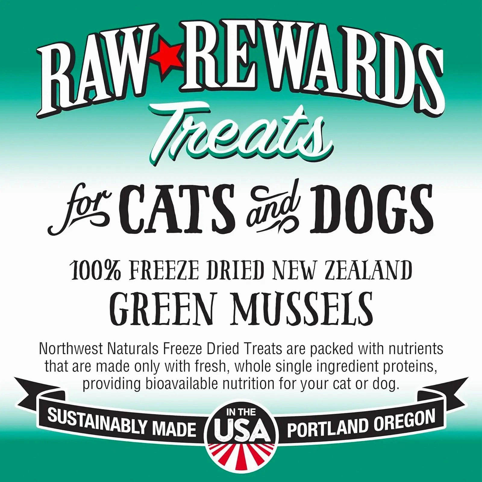 Northwest Naturals Raw Rewards Freeze Dried Treats for Dogs and Cats - Green Lips Mussels 56.7g