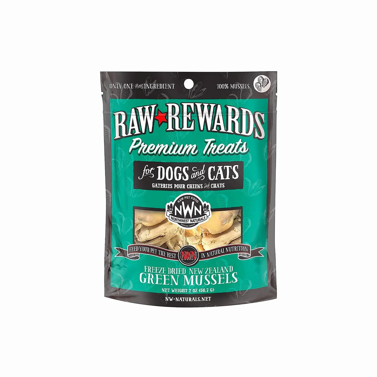 Northwest Naturals Raw Rewards Freeze Dried Treats for Dogs and Cats - Green Lips Mussels 56.7g
