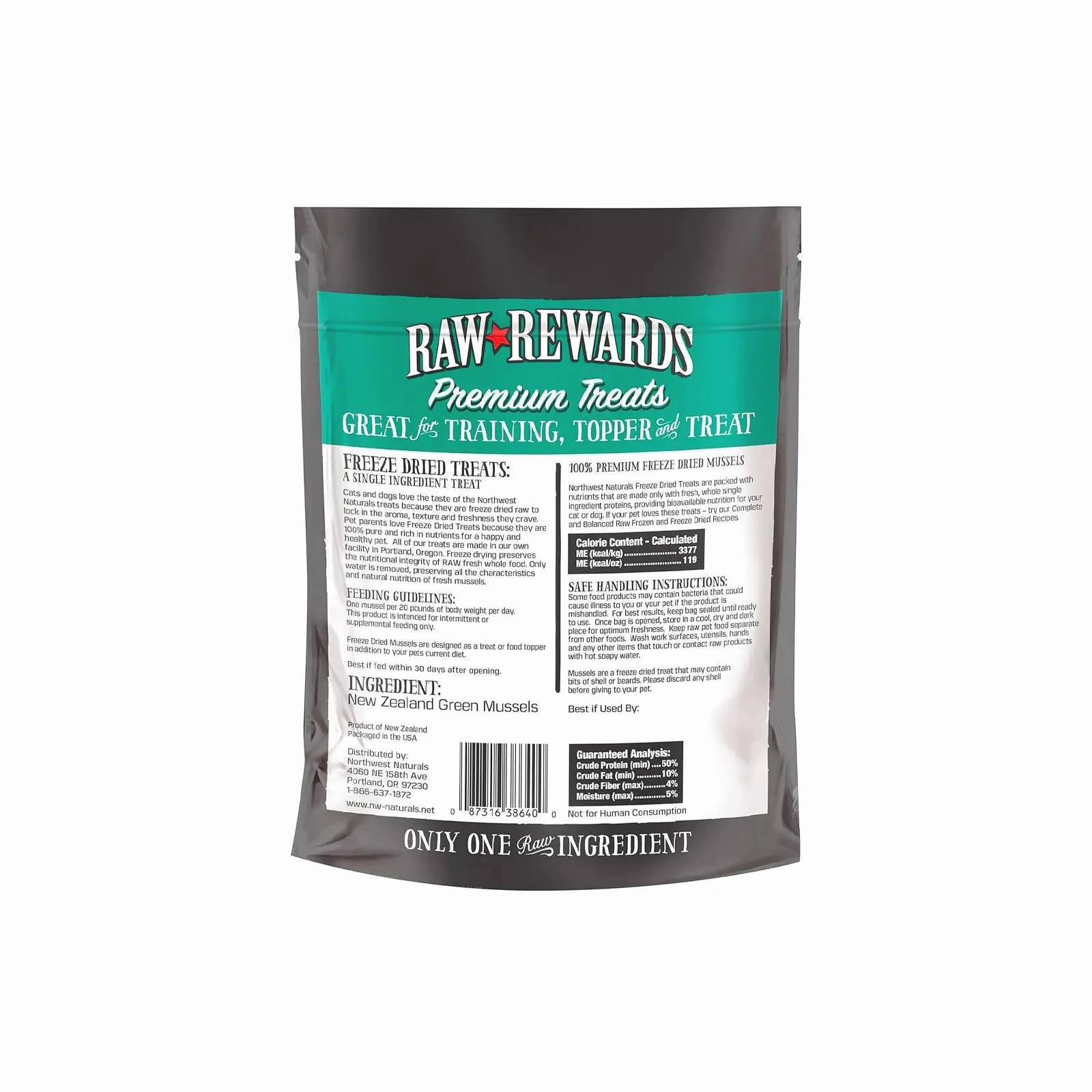 Northwest Naturals Raw Rewards Freeze Dried Treats for Dogs and Cats - Green Lips Mussels 56.7g