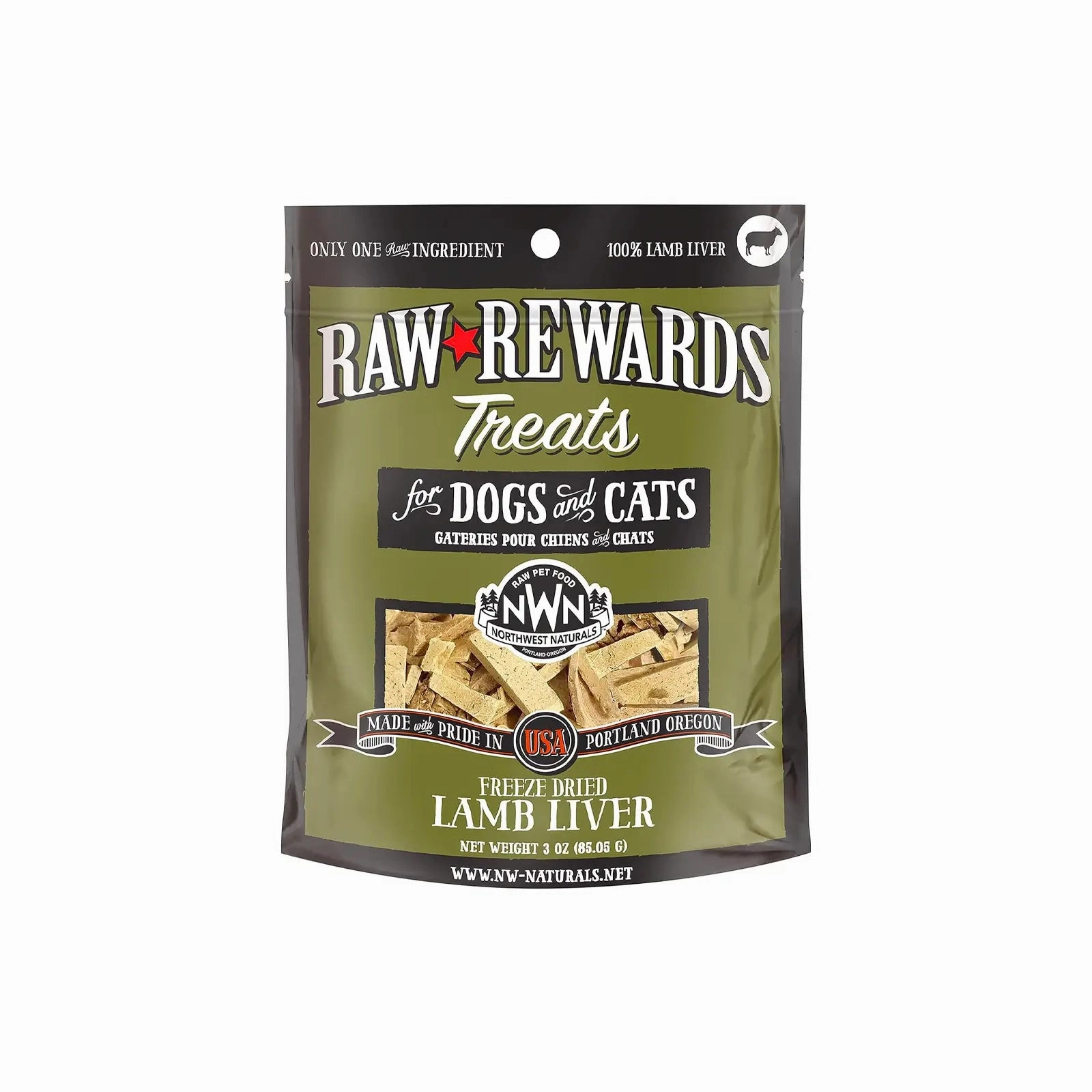 Northwest Naturals Raw Rewards Freeze Dried Treats for Dogs and Cats - Lamb Liver 85g
