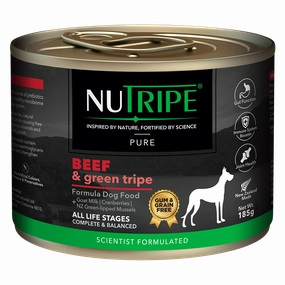 Nutripe Dog Gum & Grain Free Pure Beef & Green Tripe 185g