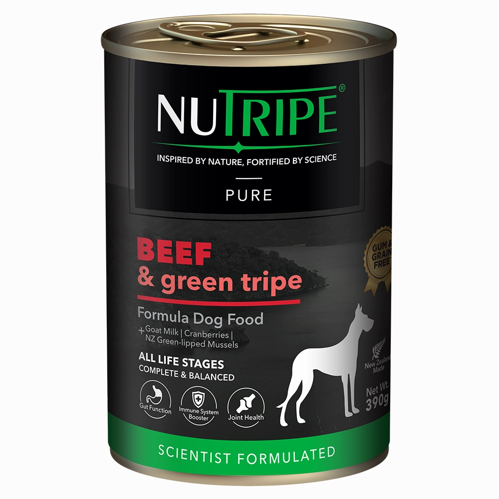 Nutripe Dog Gum & Grain Free Pure Beef & Green Tripe 390g