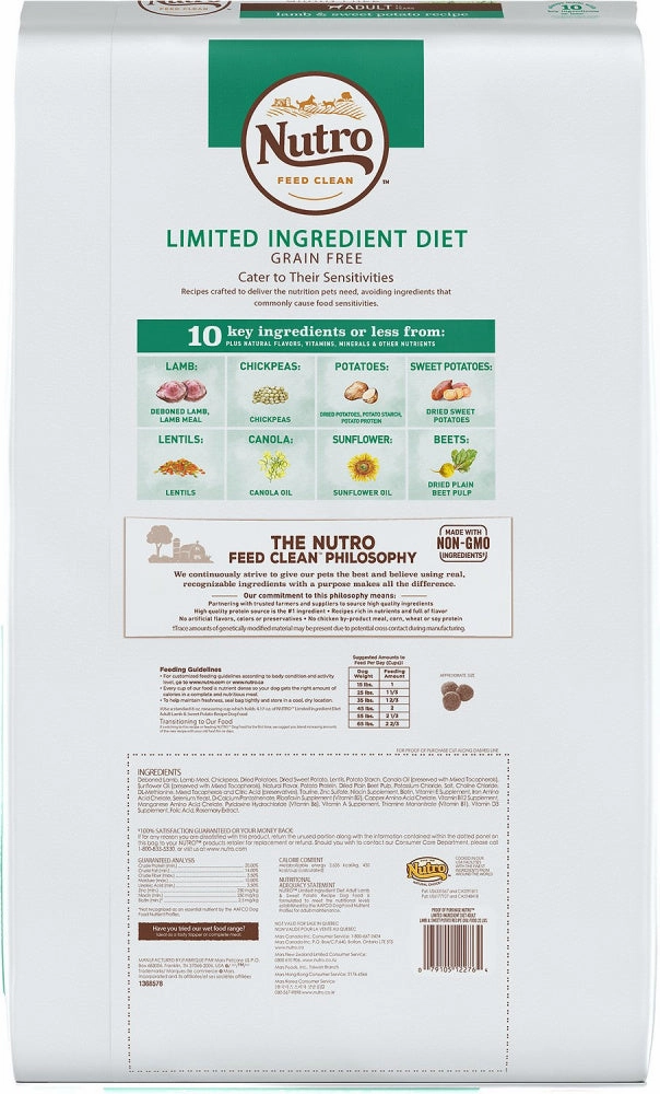 Nutro Limited Ingredient Diet Grain Free Adult Lamb and Sweet Potato Dry Dog Food