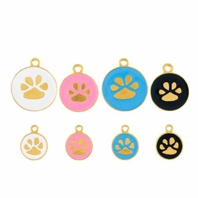 Opaque Pastel Gold Paw Dog ID Tag