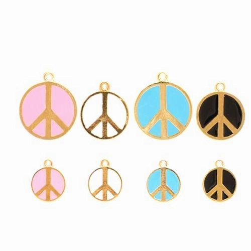 Opaque Pastel Gold Peace Sign Dog ID Tag