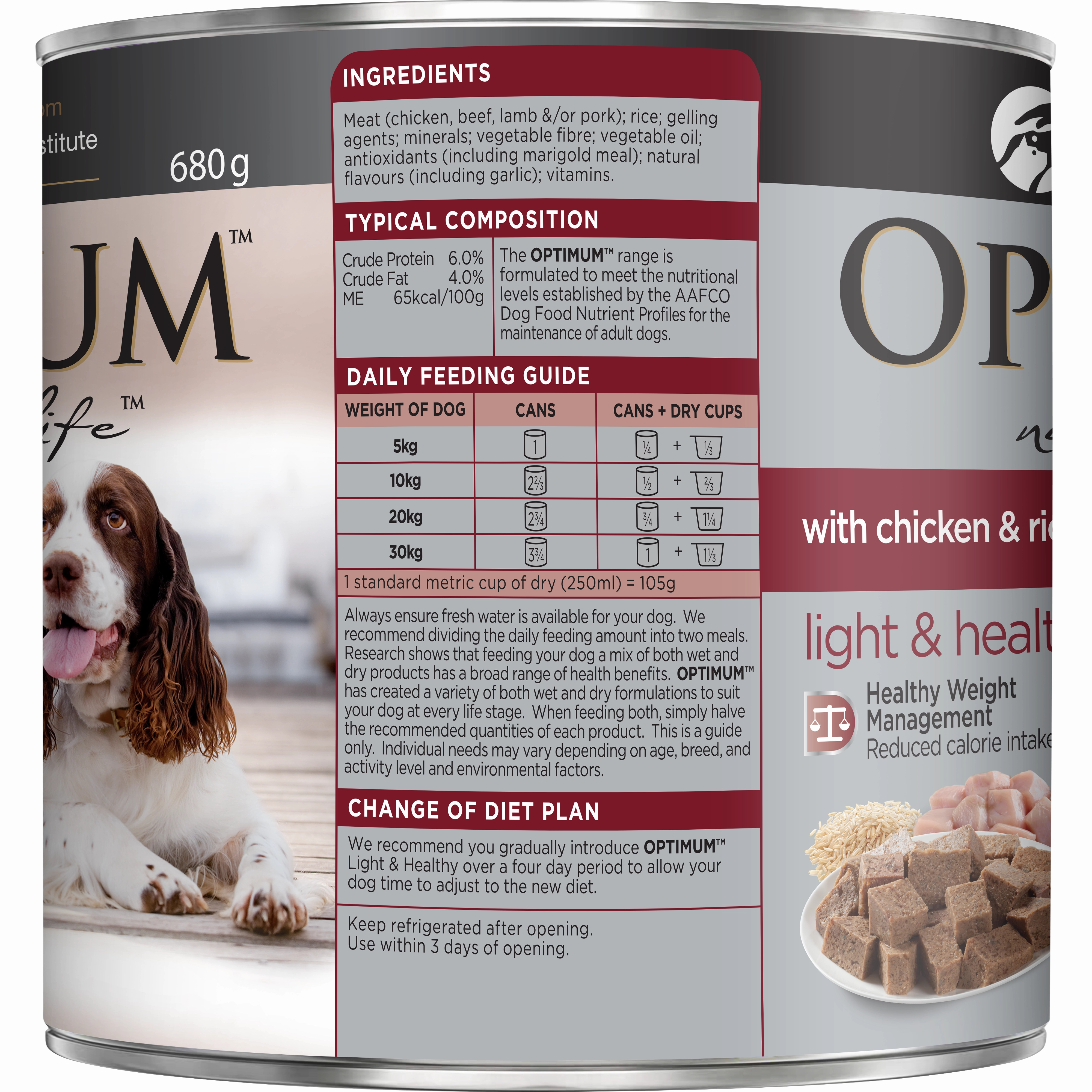 OPTIMUM - Adult Healthy Weight with Chicken, Vegetables & Rice Wet Dog Food (680g)