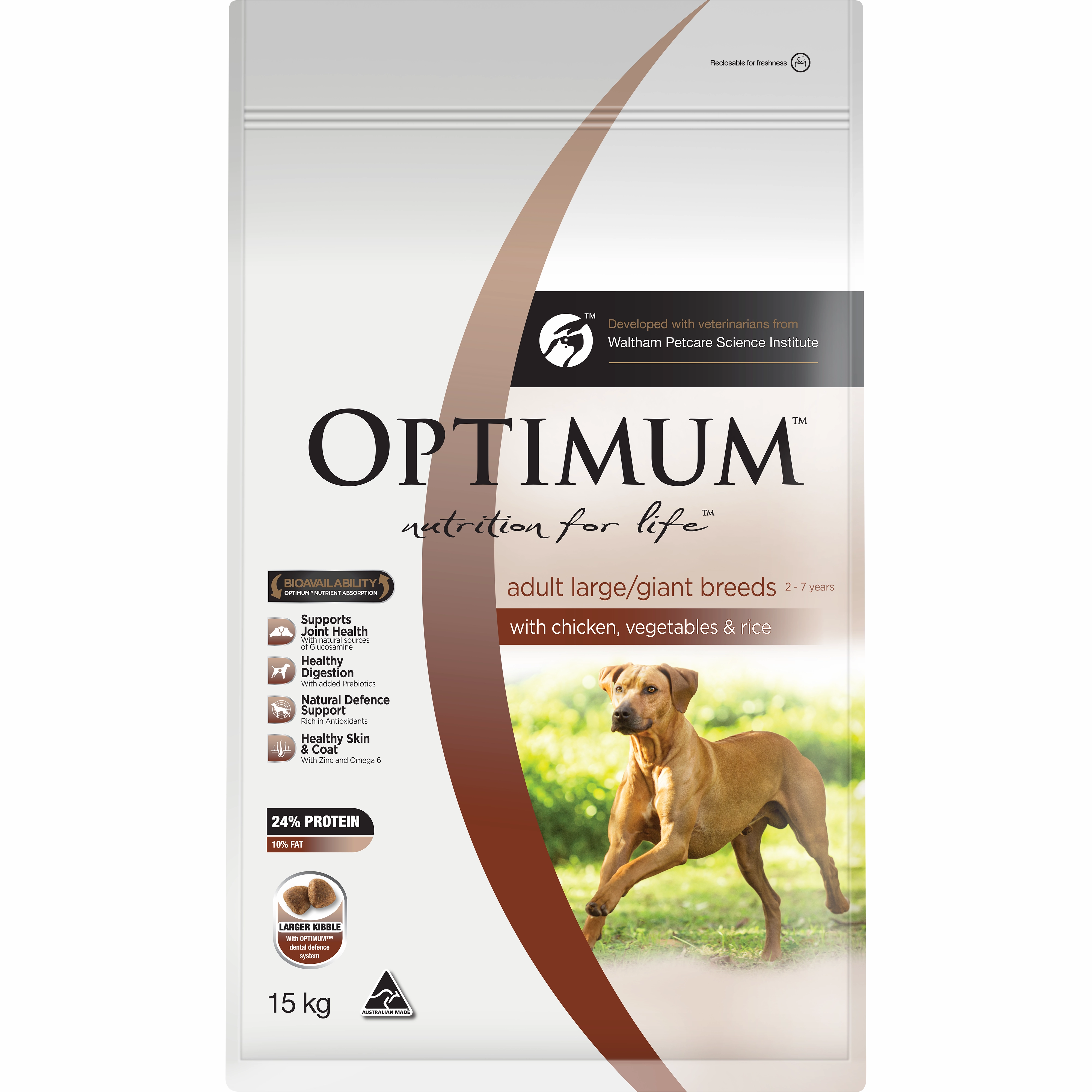 OPTIMUM - Adult Large/Giant Breed with Chicken, Vegetables & Rice Dry Dog Food (15kg)
