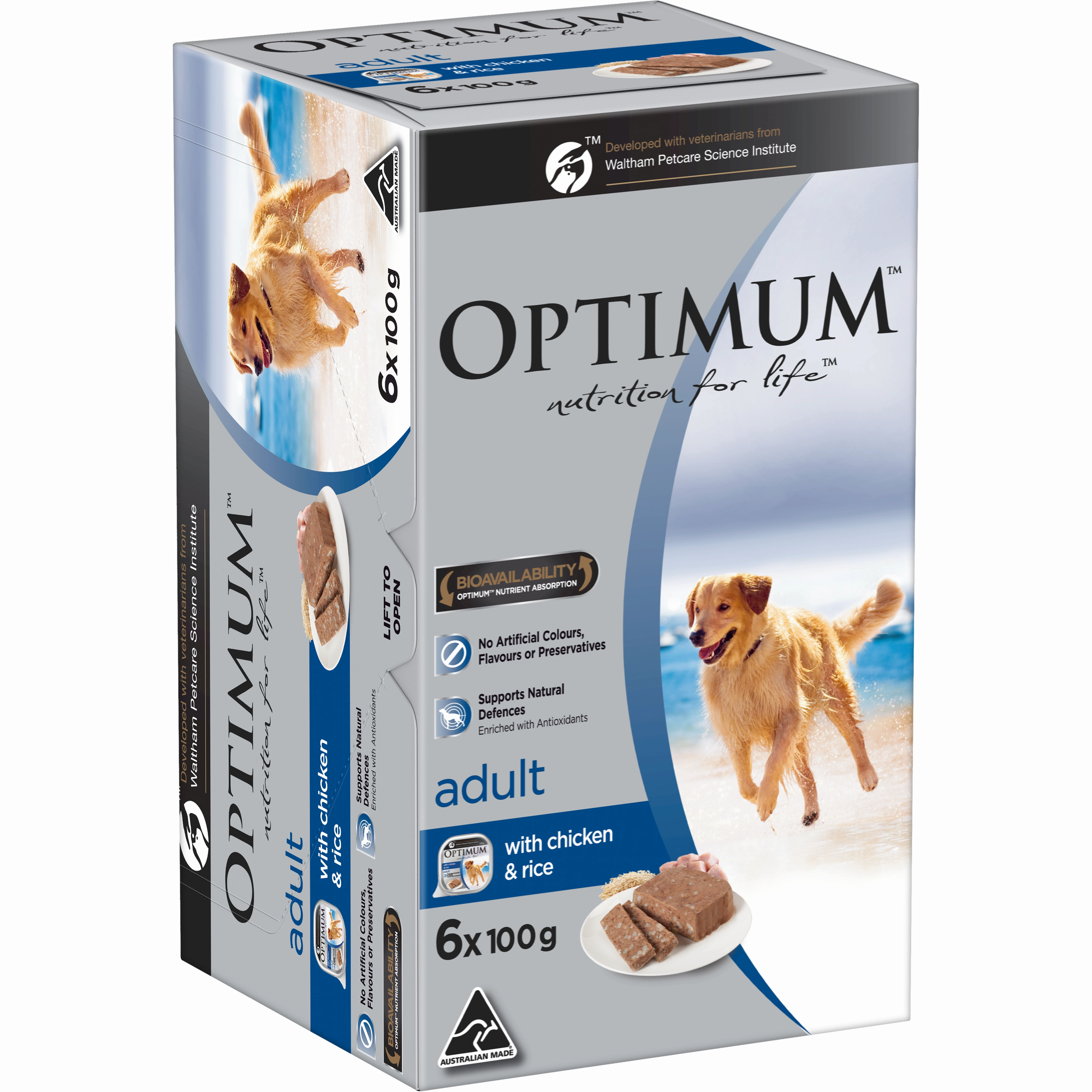 OPTIMUM - Adult with Chicken & Rice Wet Dog Food (100g x 6pk)