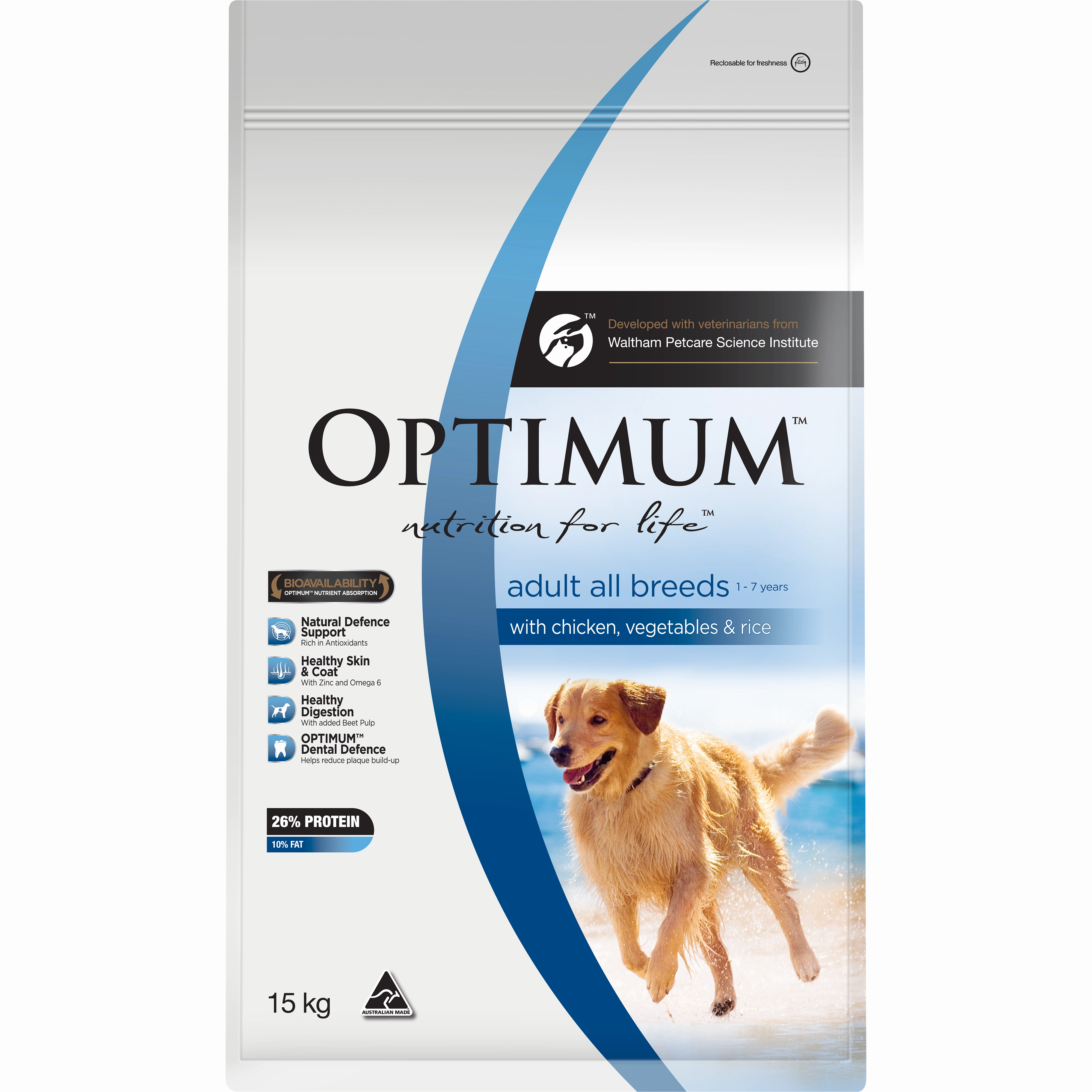 OPTIMUM - Adult with Chicken, Vegetables & Rice Dry Dog Food (15kg)
