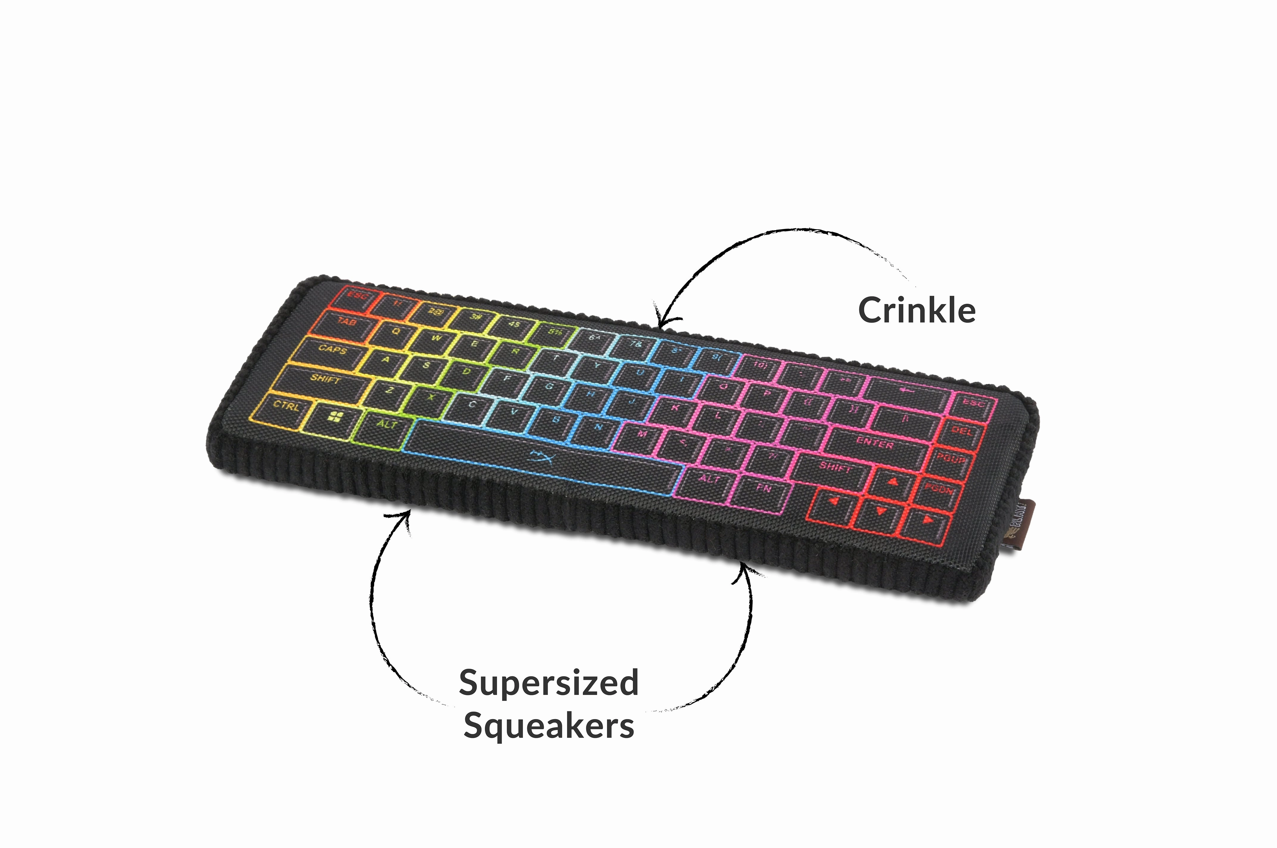 P.L.A.Y.  x  HyperX Squeaky Plush Dog toys, Alloy Keybark Gaming Keyboard