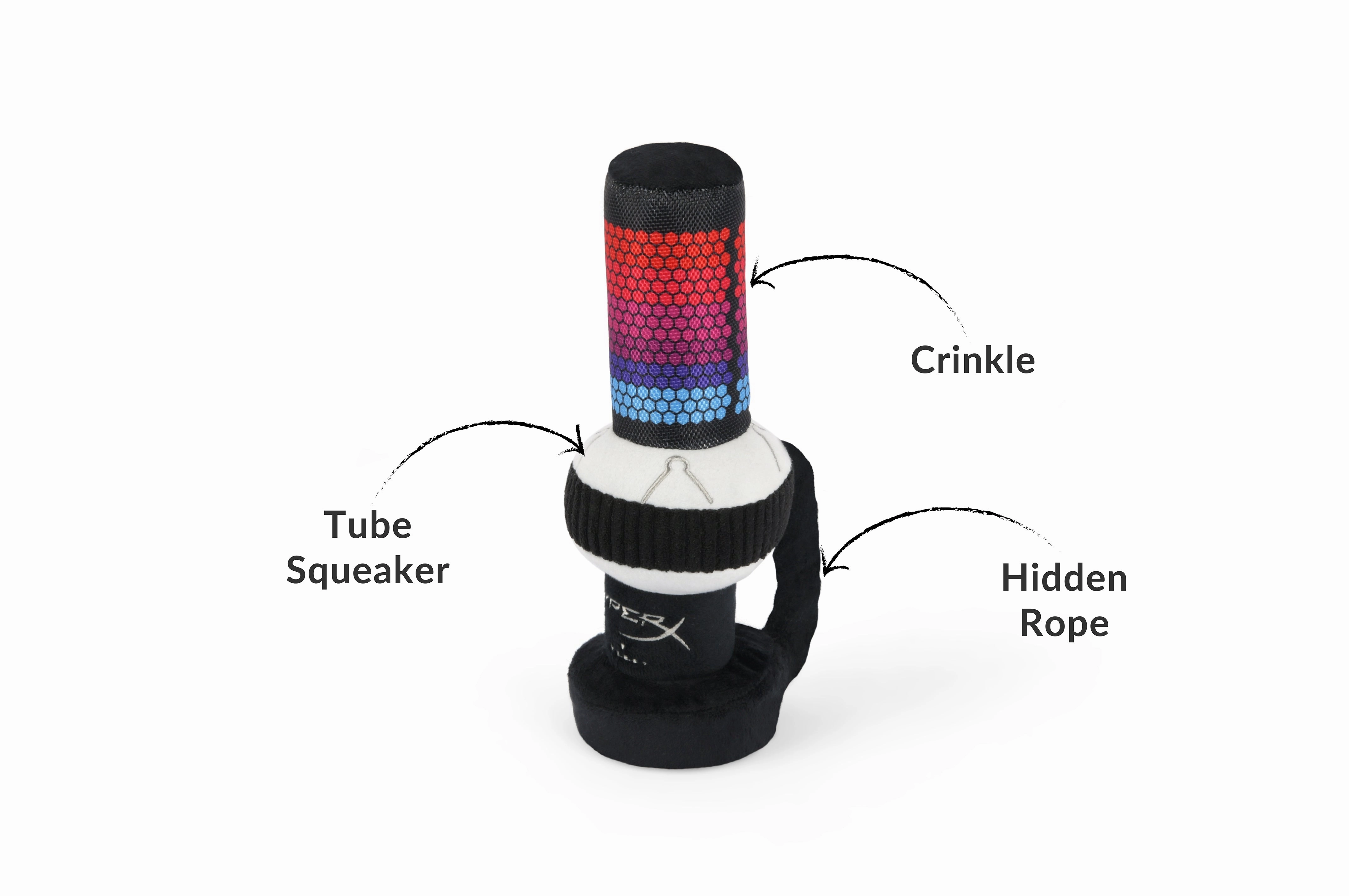 P.L.A.Y.  x  HyperX Squeaky Plush Dog toys, PAWdcast Microphone